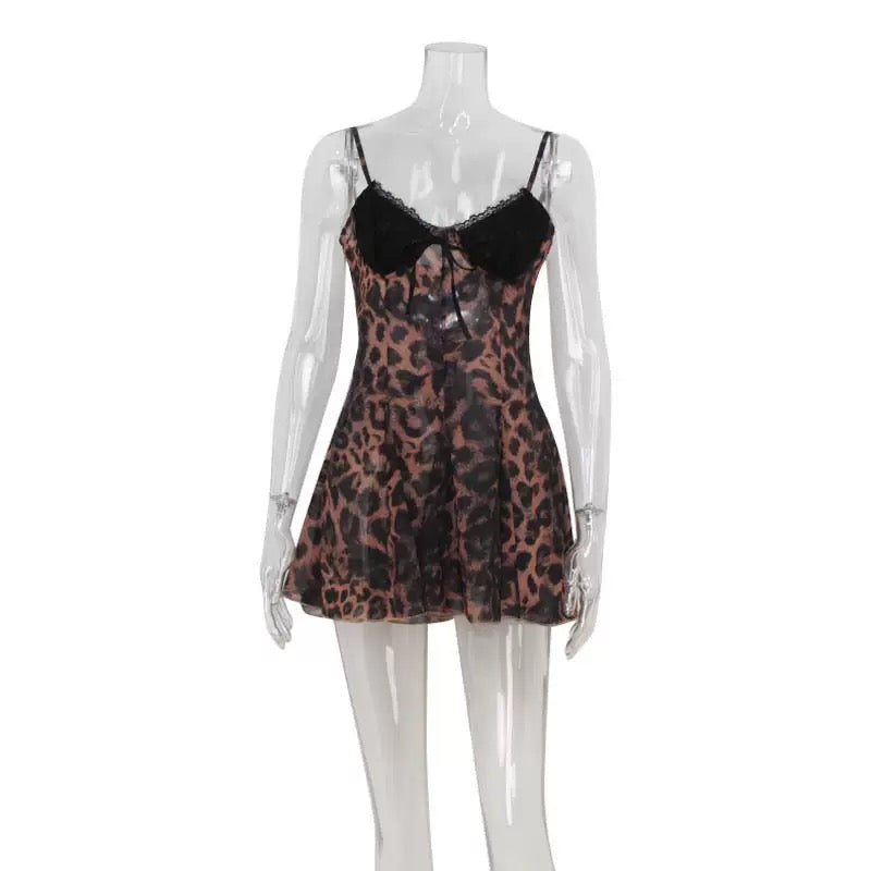 Vestito corto leopardato