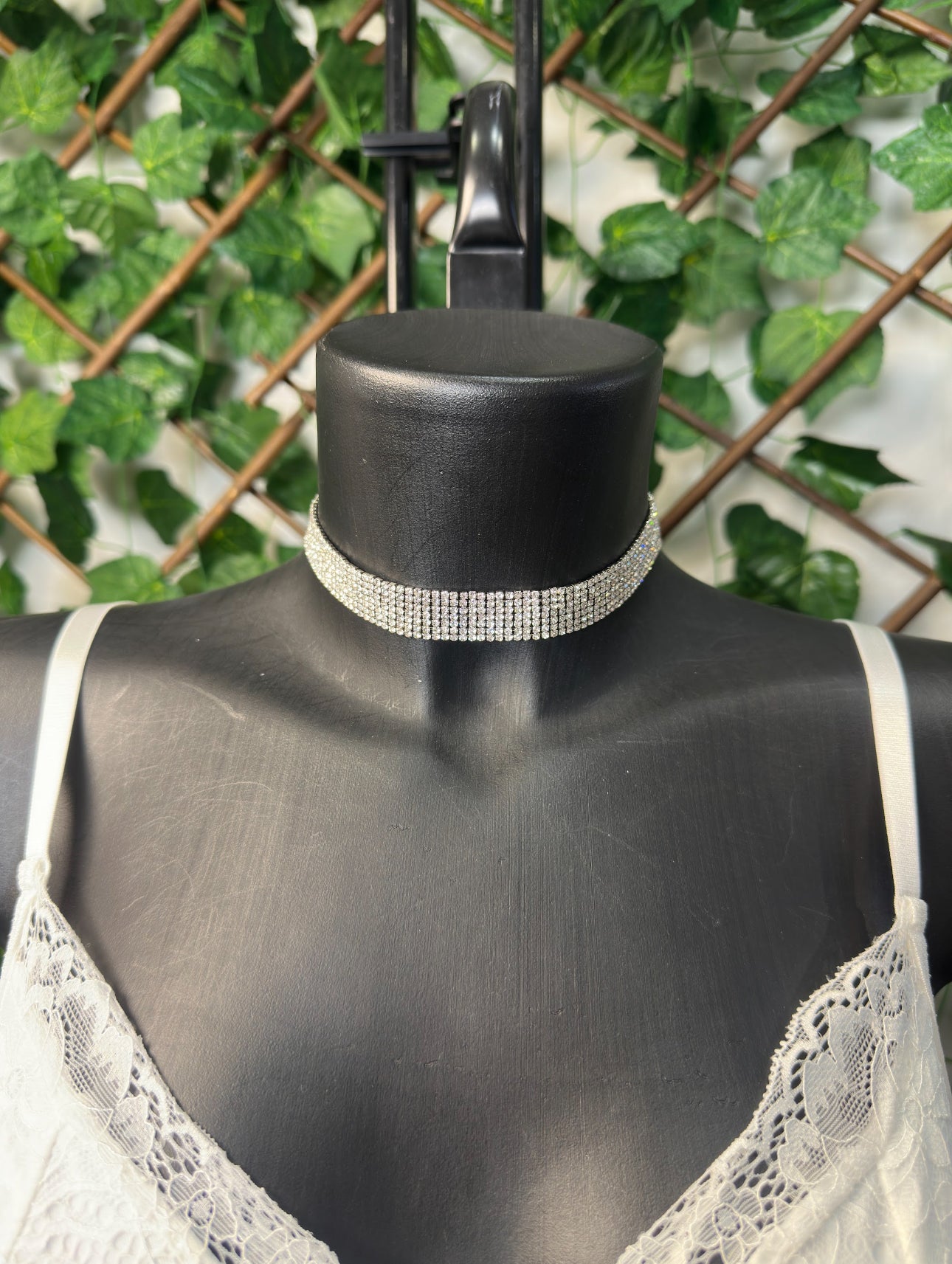 Wide silver necklace