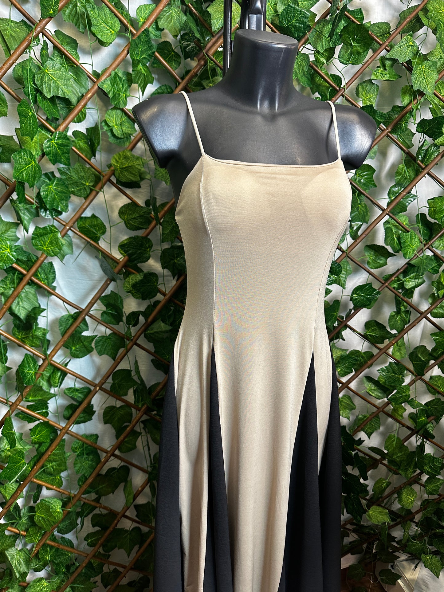 Vestito lungo elasticizzato a due colori - BERLY MODA 