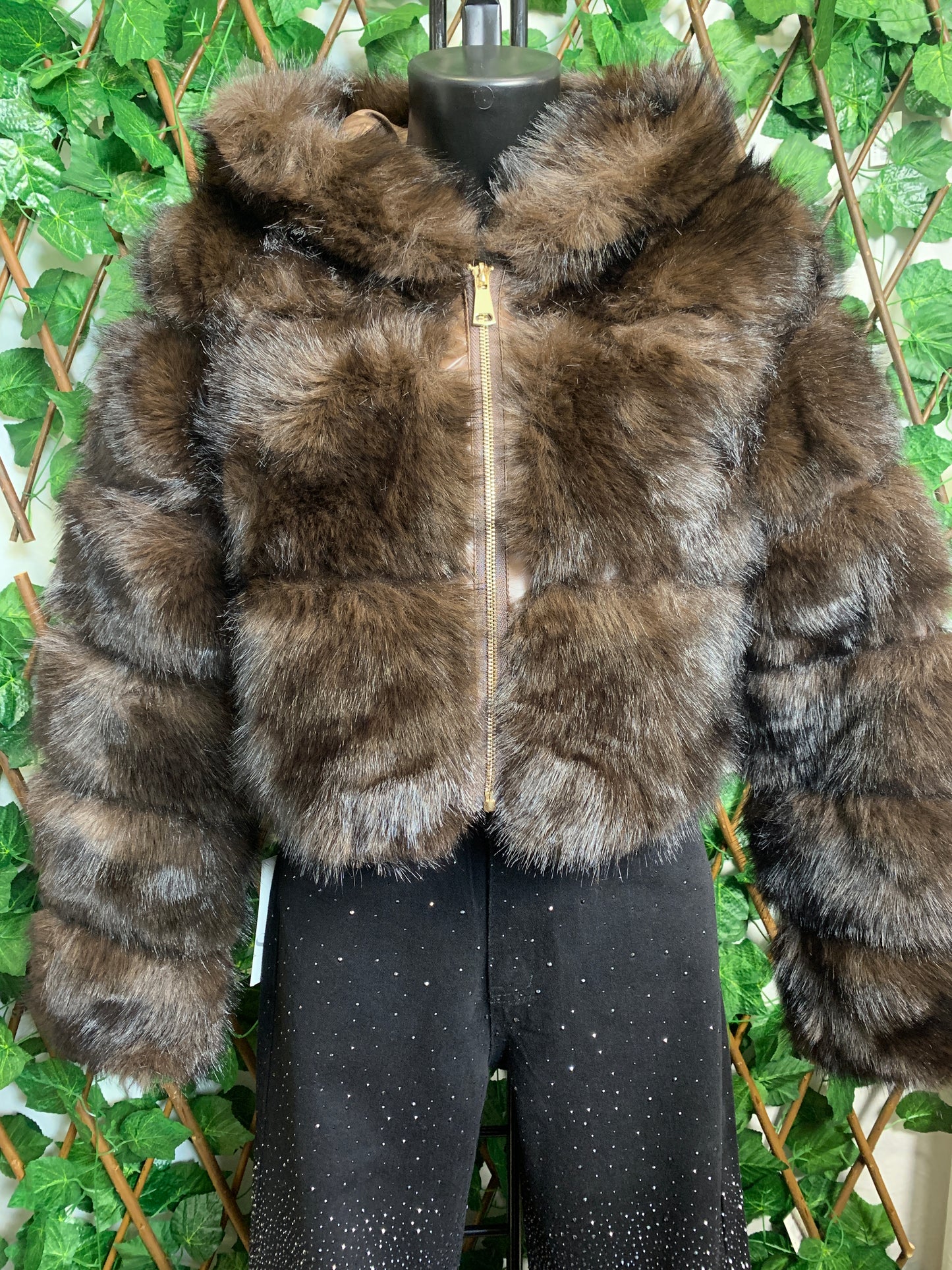 Short colored fur coat