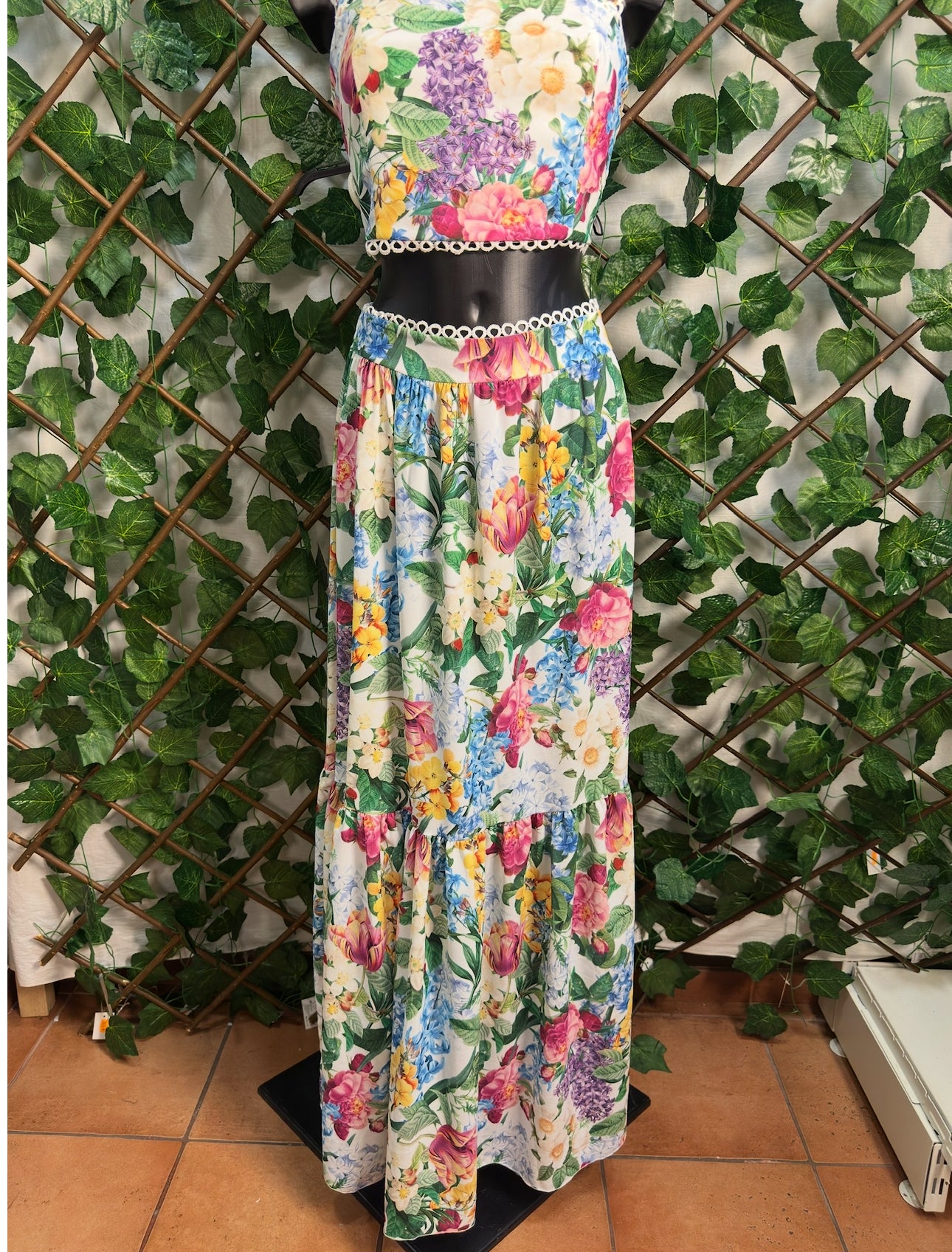 Completo Top e Gonna lunga con stampa floreale