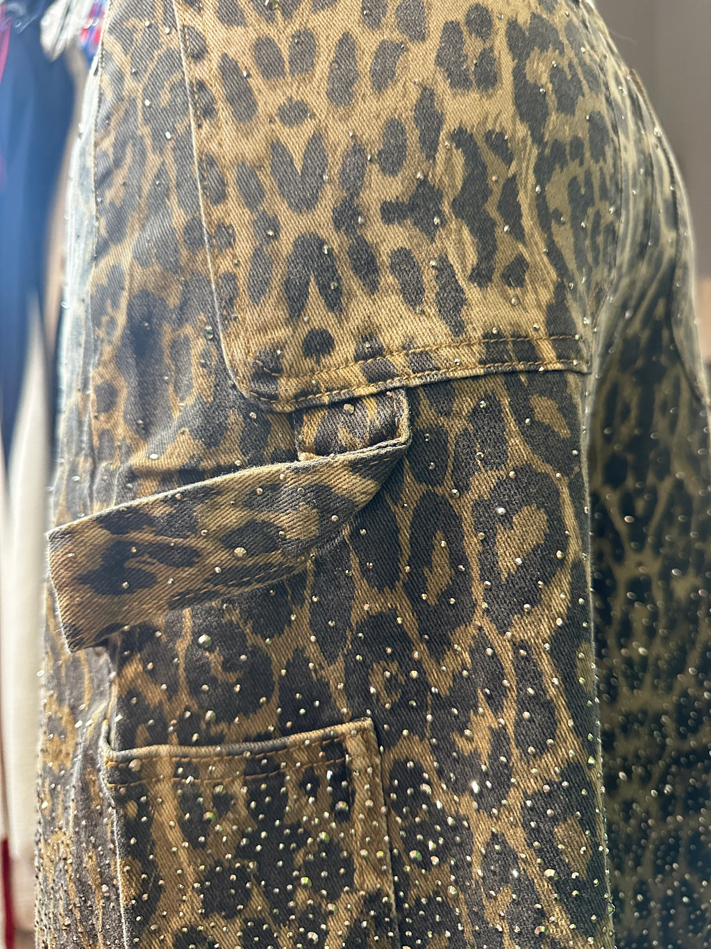 Jeans leopardato brillantinato