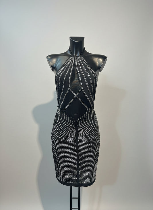 Mini Dress Strass Halterneck Schiena Scoperta – Tentazione Stellare