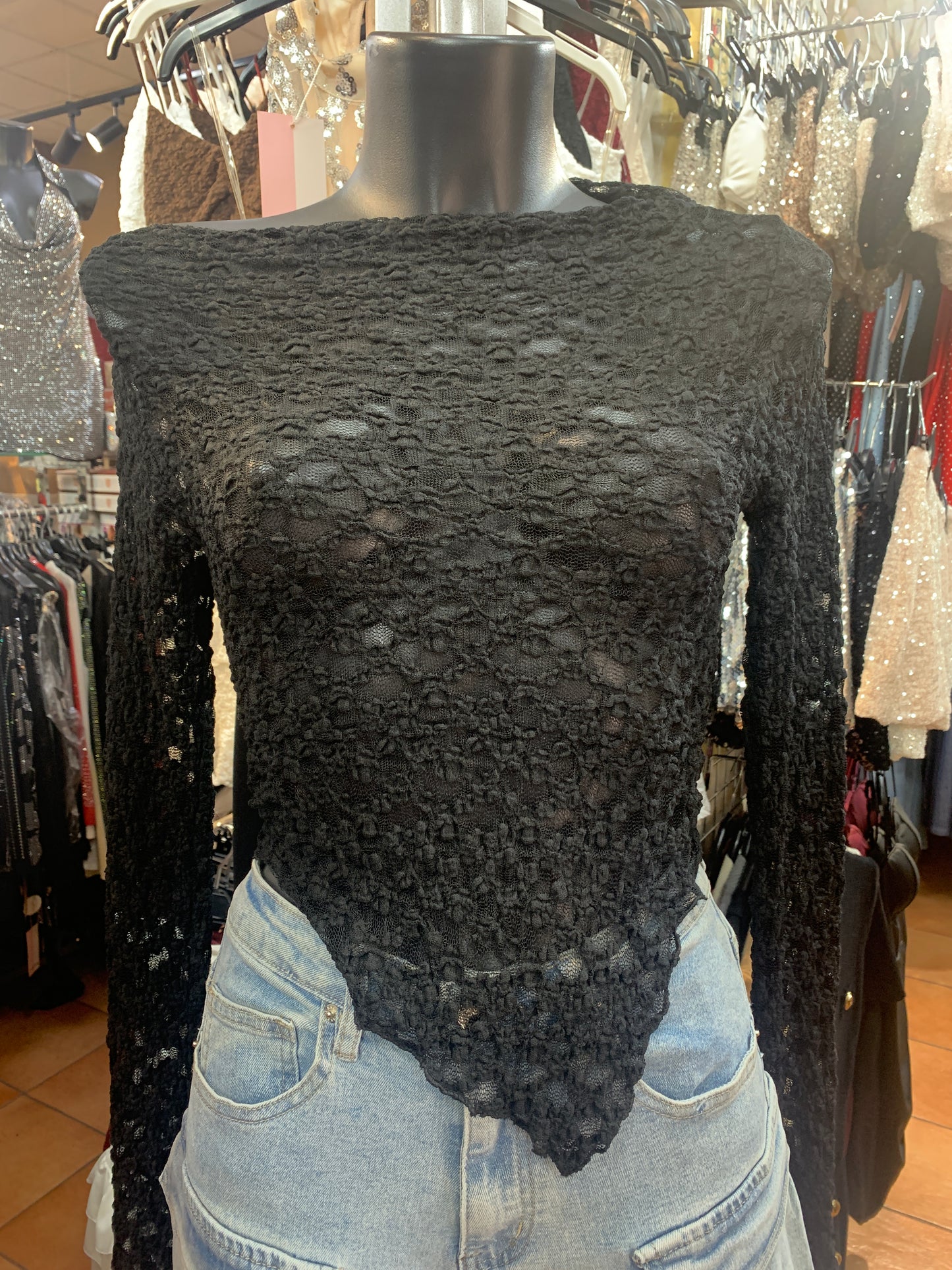 Asymmetrical crepe top