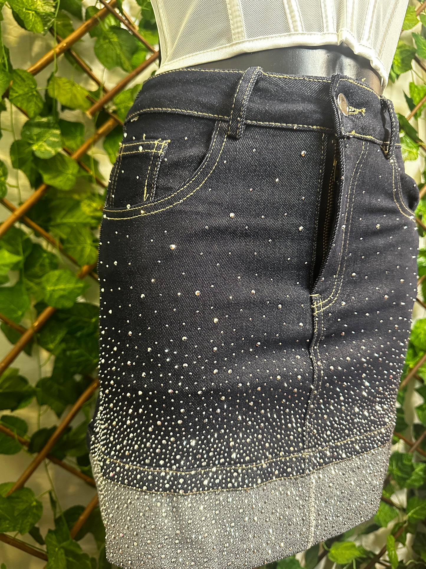 Gonna di jeans brillantinato