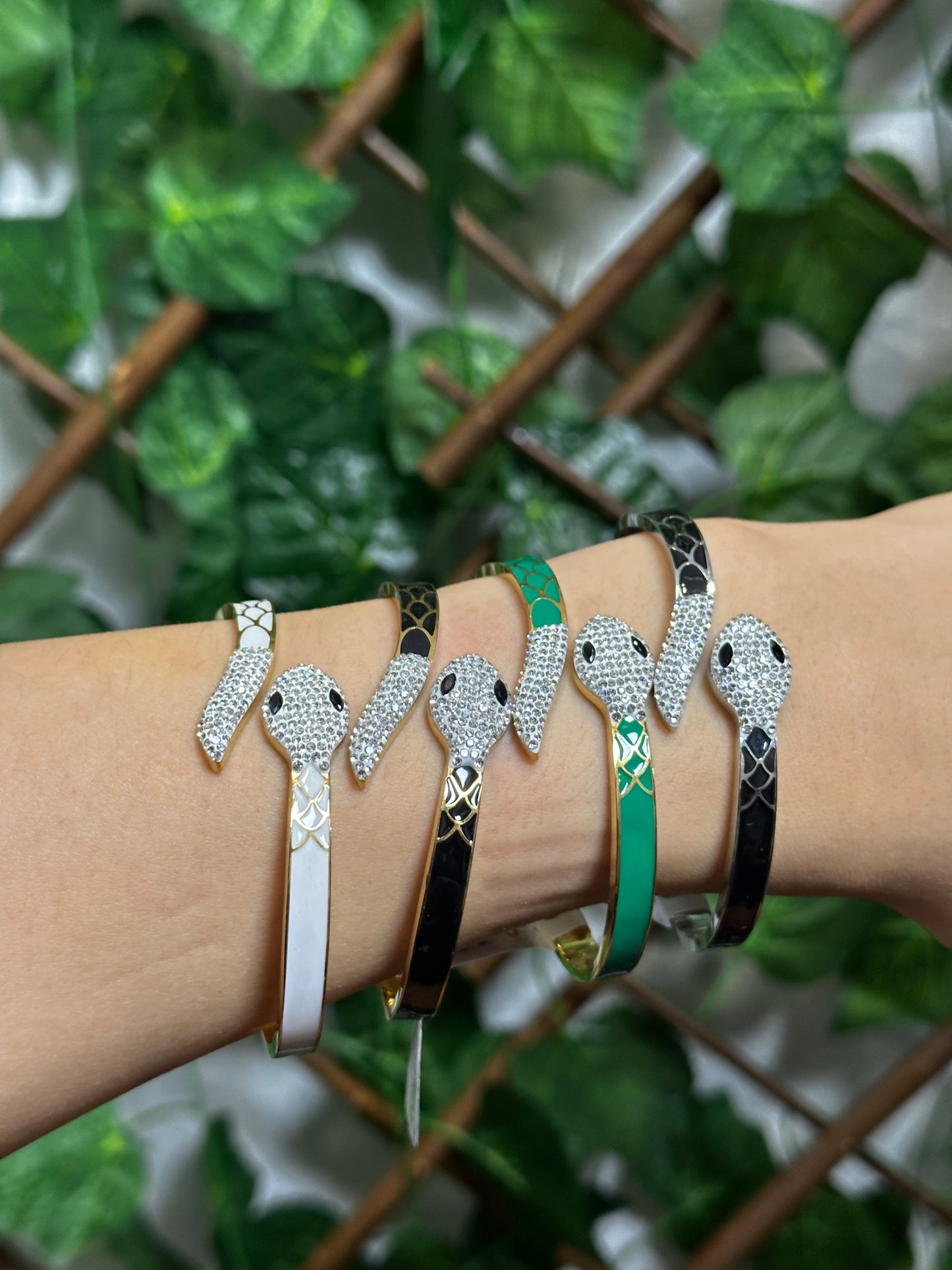 Snake bracelet with rhinestones