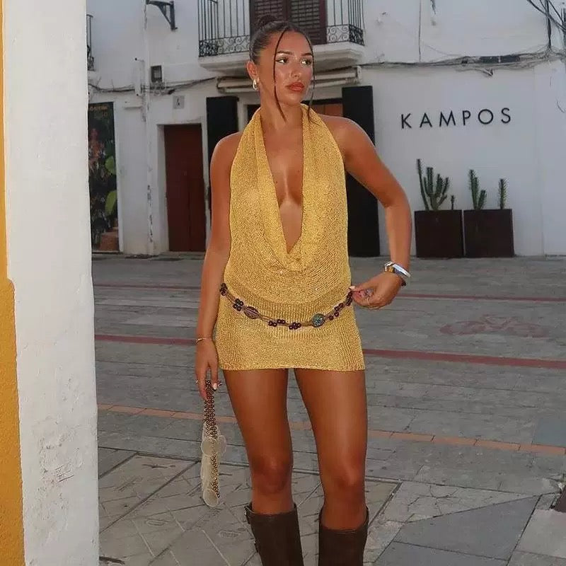 Mini Party Dress for Evening Parties with Collar