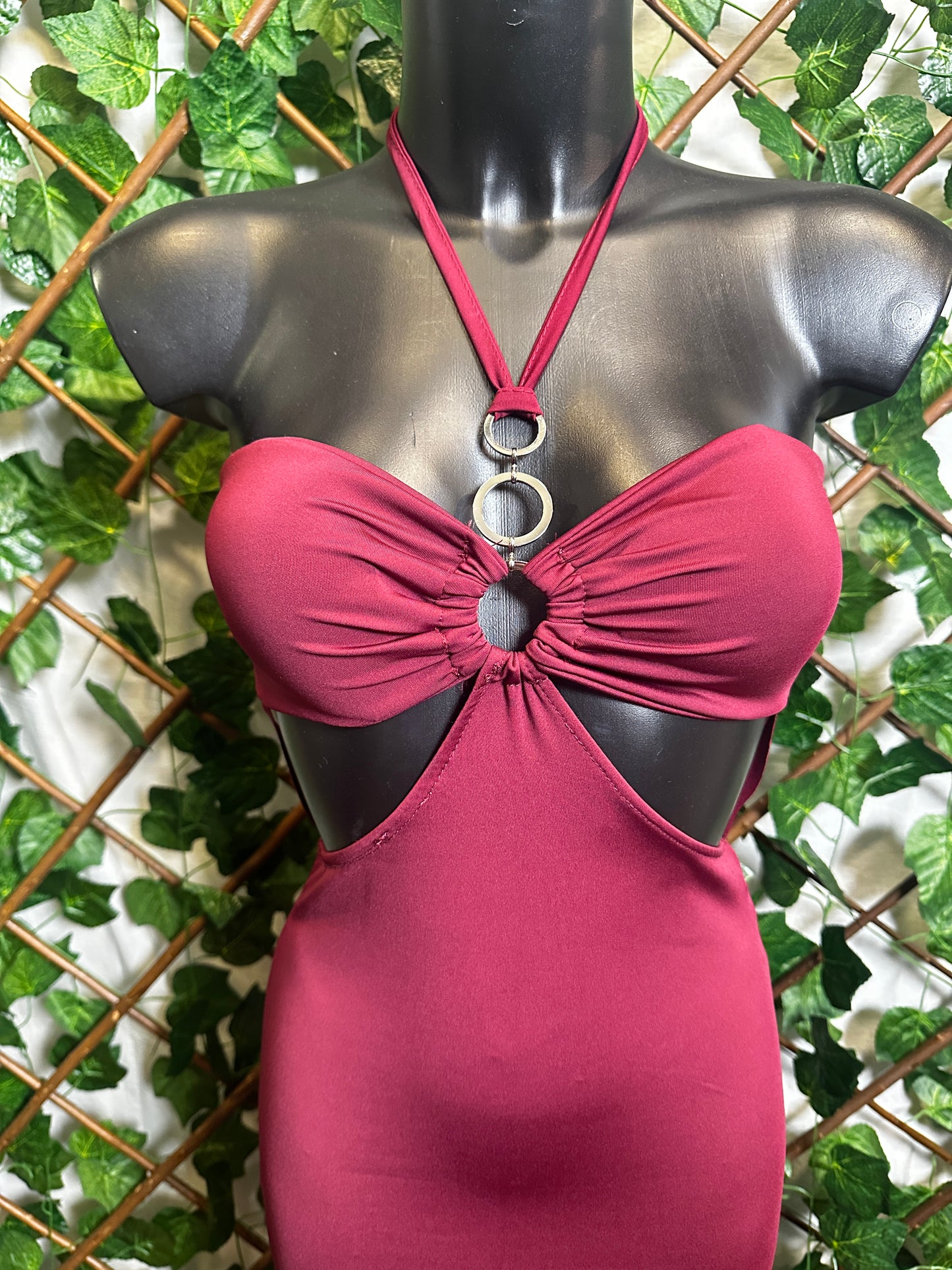 Dress with cut-out detail and silver circle detail and open back | one size