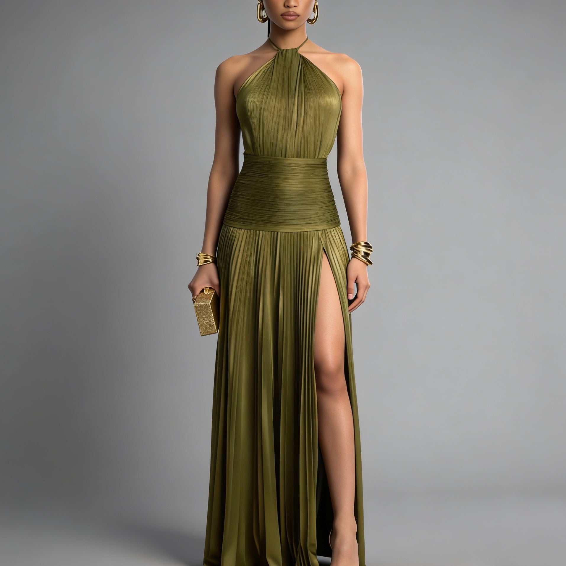 Vestito lungo con spacco - BERLY MODA 