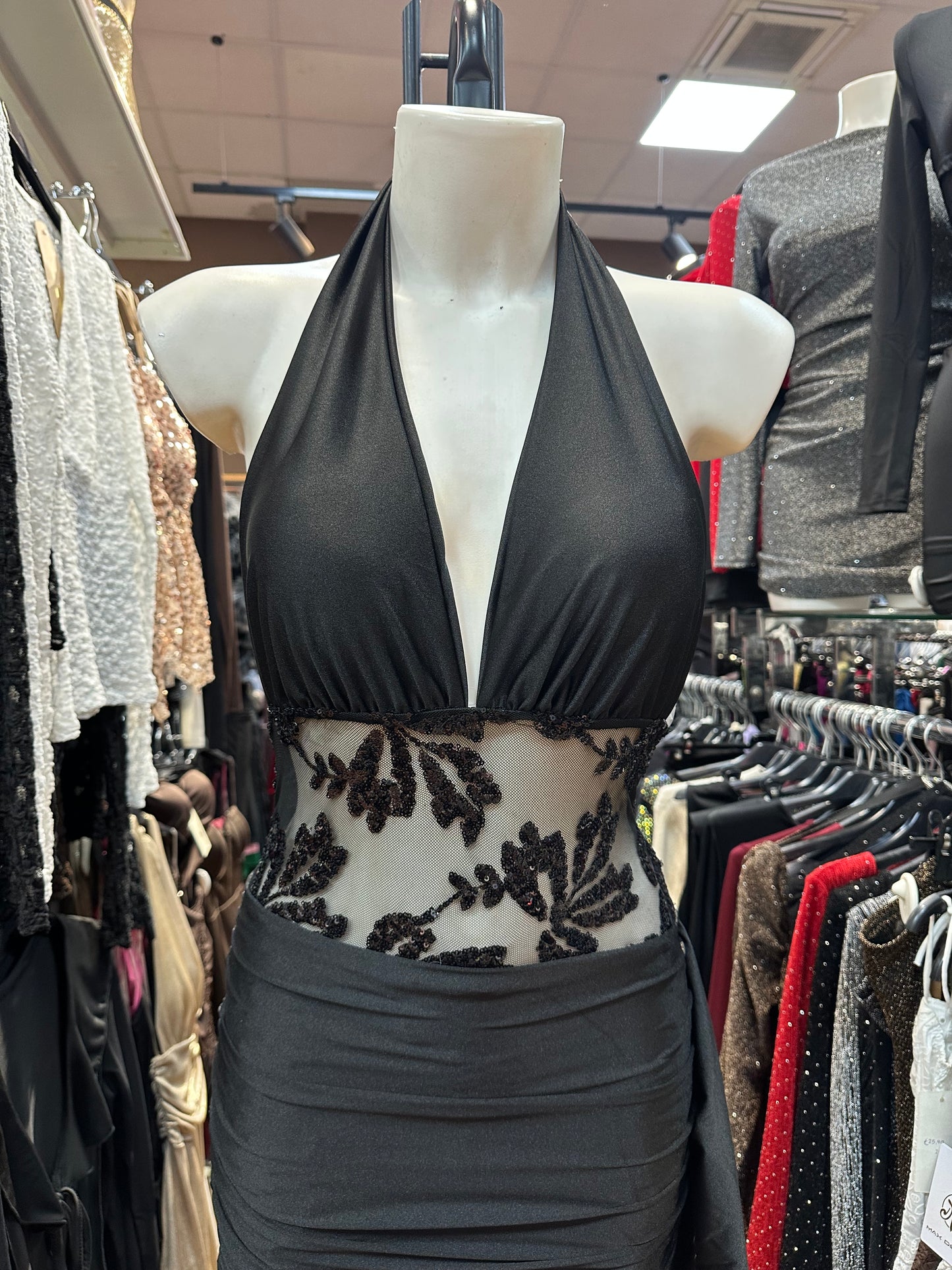 Abito lungo vita trasparente e pizzo – VELO DI TENTAZIONE