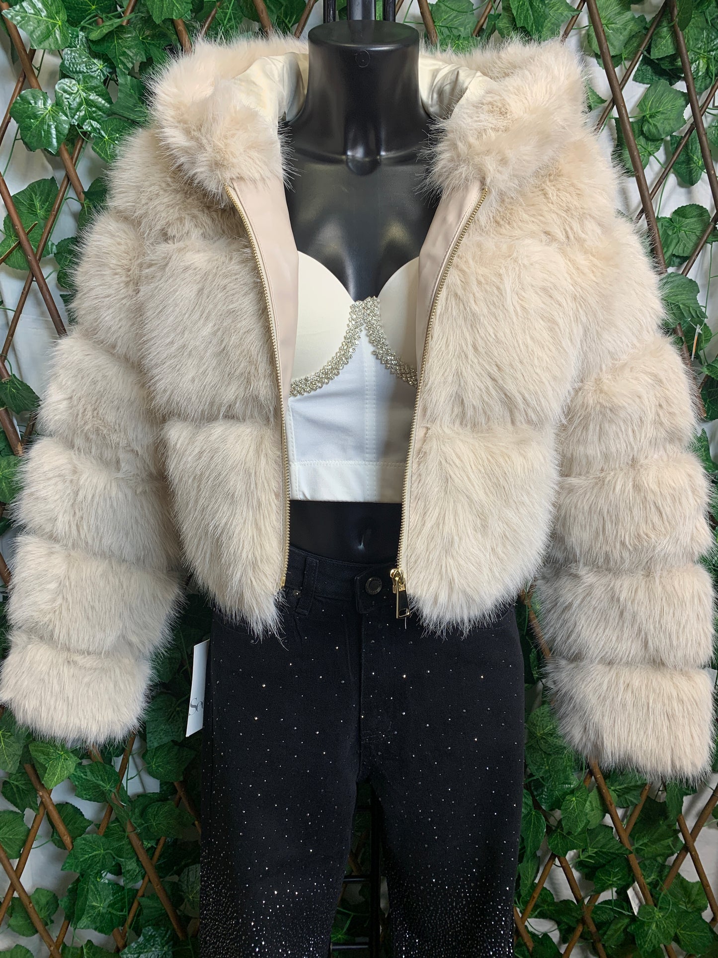 Short colored fur coat