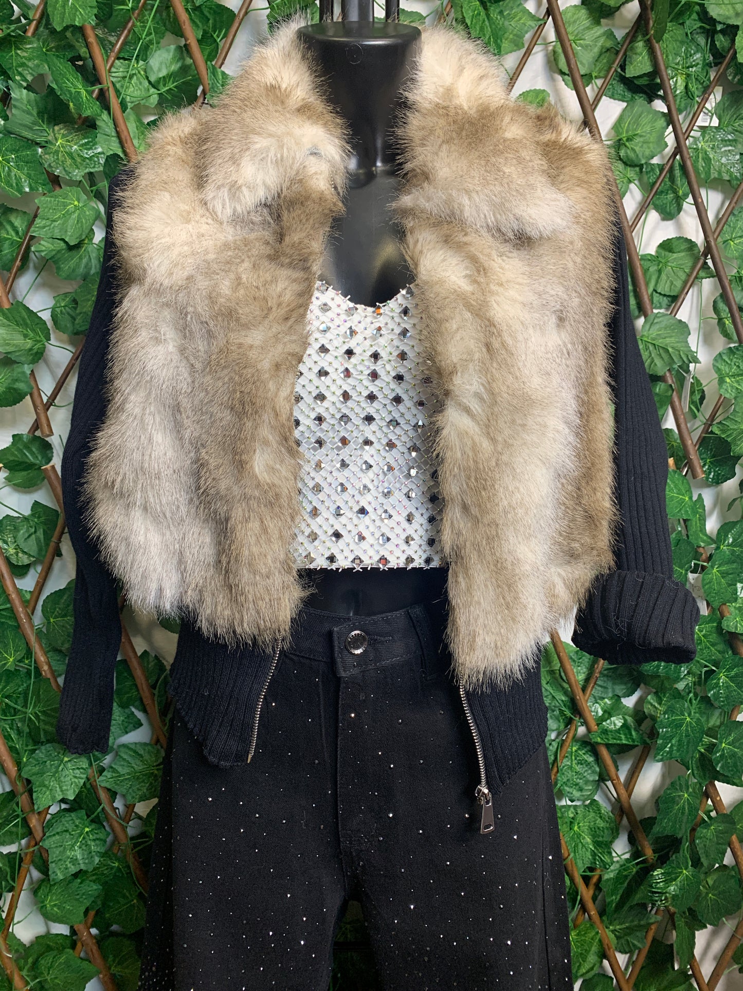 Knitted jacket with plush