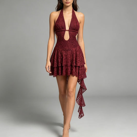 Vestito corto a crepe
