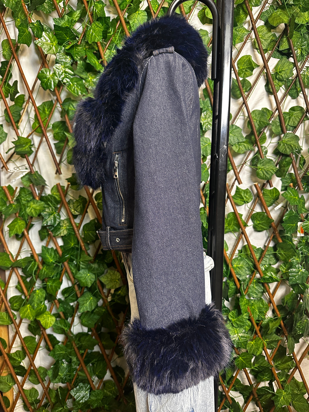 Giacca di jeans con pelliccia