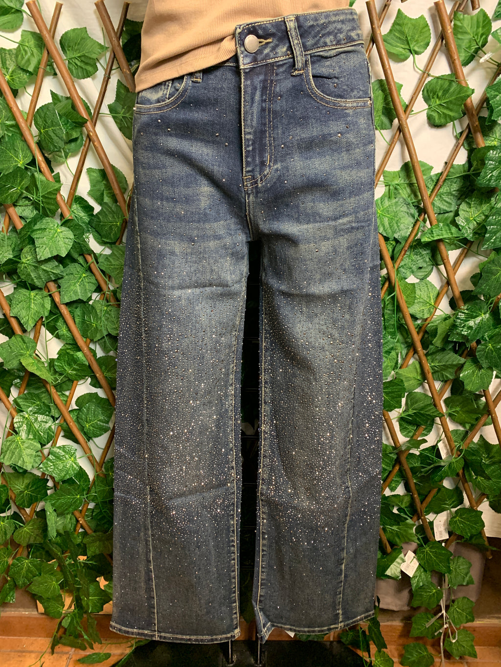 Jeans scuro con brillantini