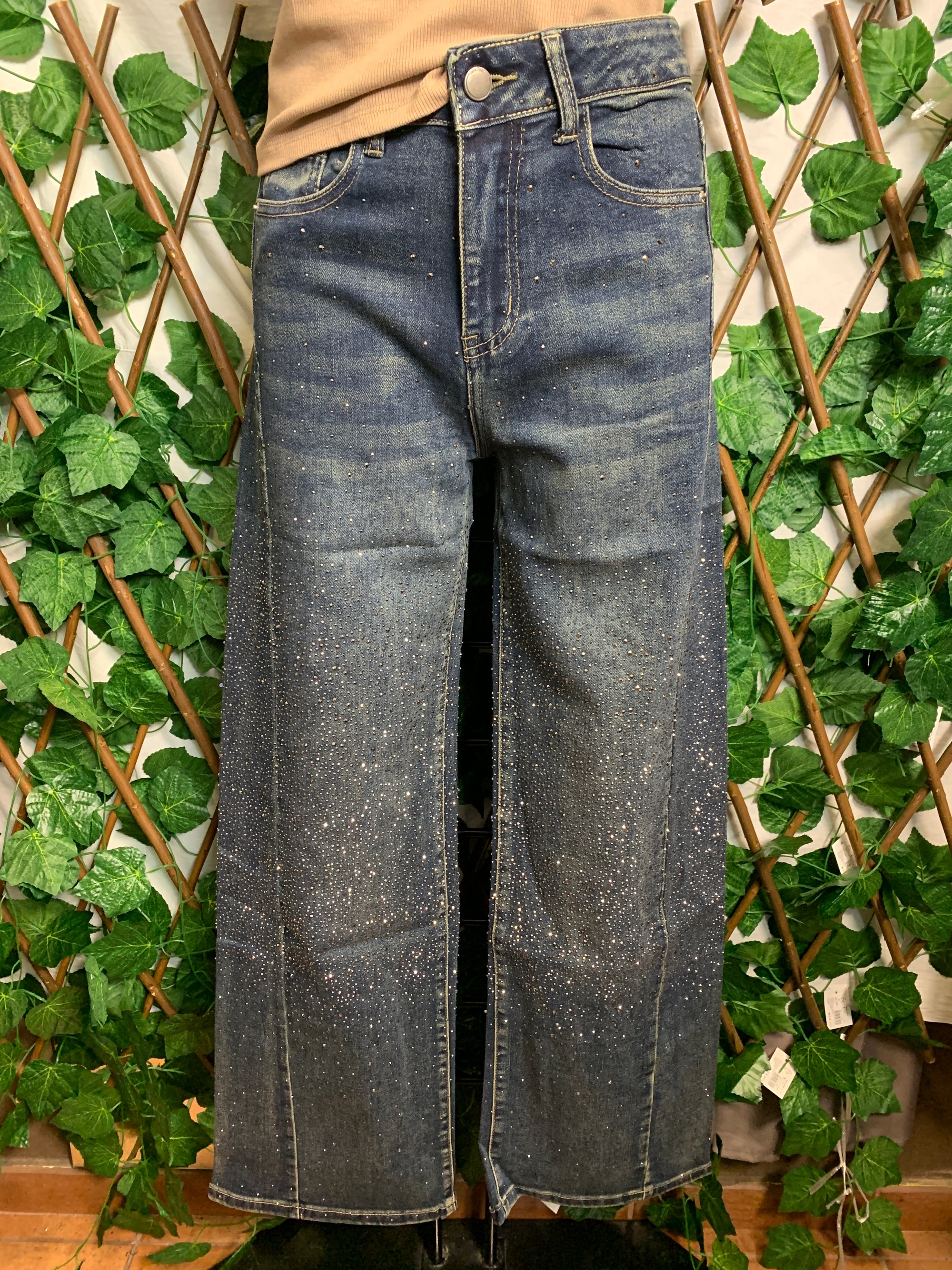 Jeans scuro con brillantini