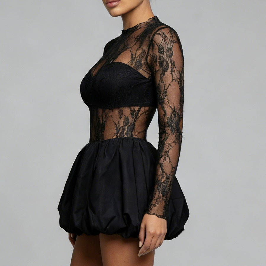 Mini Dress in Pizzo e Gonna a Palloncino – Incanto Notturno - BERLY MODA 