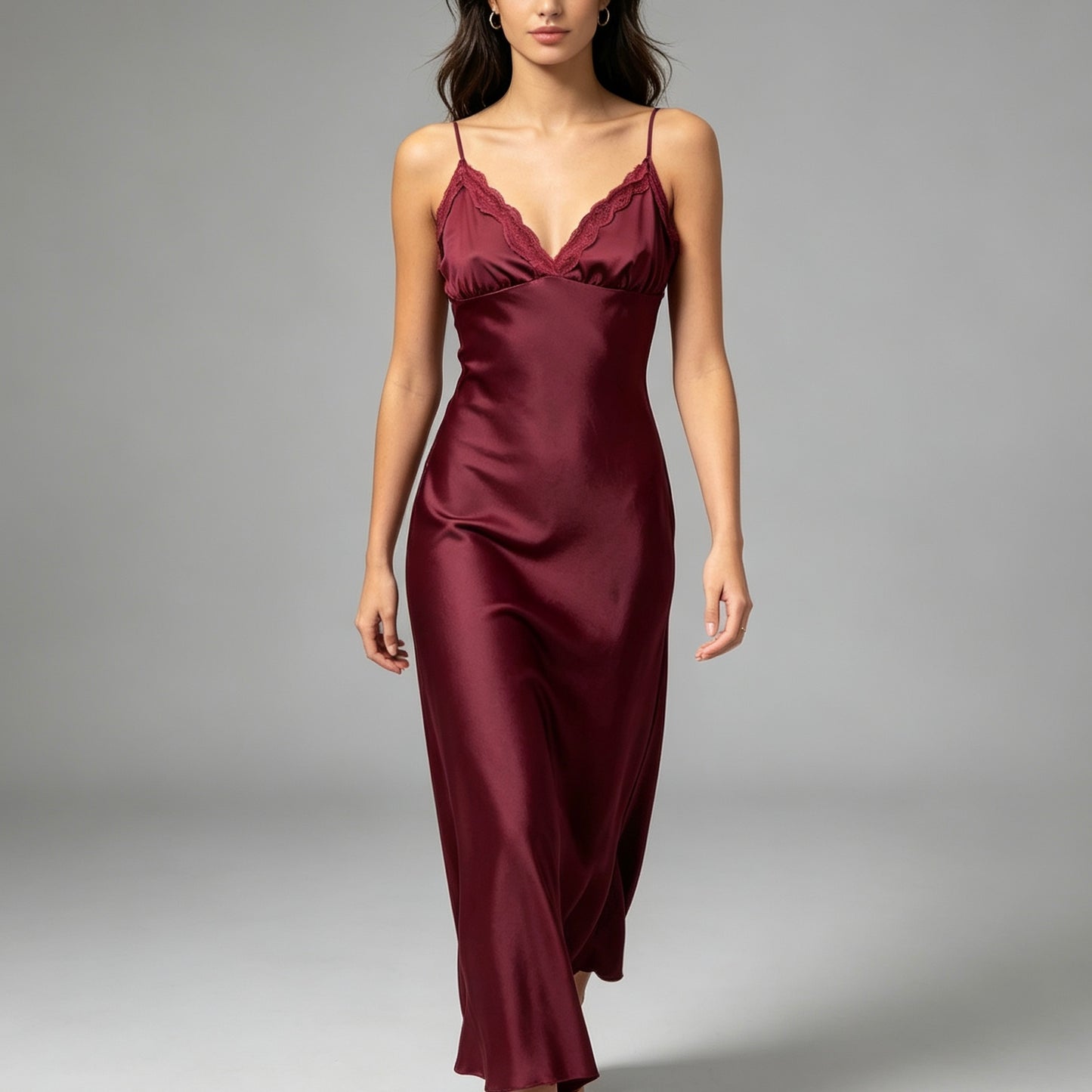 Vestito lungo con dettaglio in pizzo - BERLY MODA 