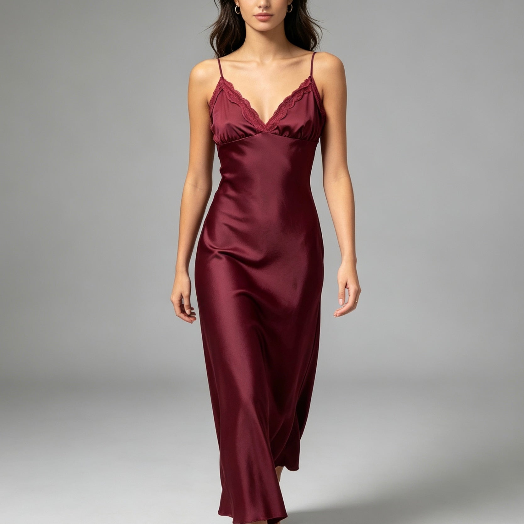 Vestito lungo con dettaglio in pizzo - BERLY MODA 