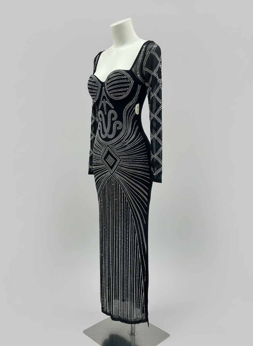 Abito lungo strass e bolero – REGINA DI LUCE 