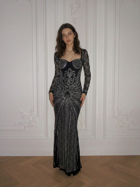 Abito lungo strass e bolero – REGINA DI LUCE