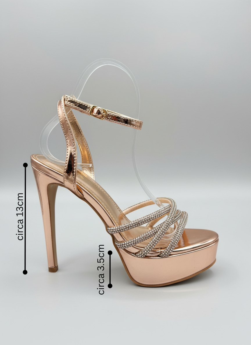 Sandali plateau con strass e tacco a blocco – SCINTILLA REGNANTE