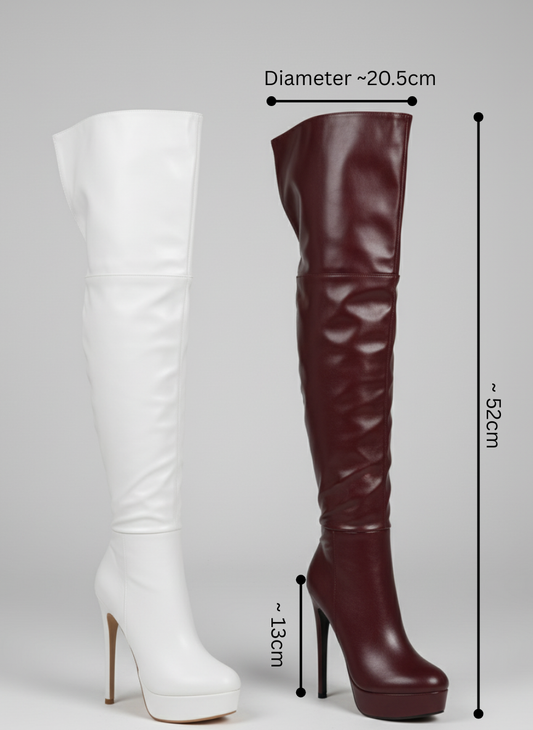 Stivali sopra il ginocchio con tacco e plateau – SFIDA NOTTURNA 🖤👑