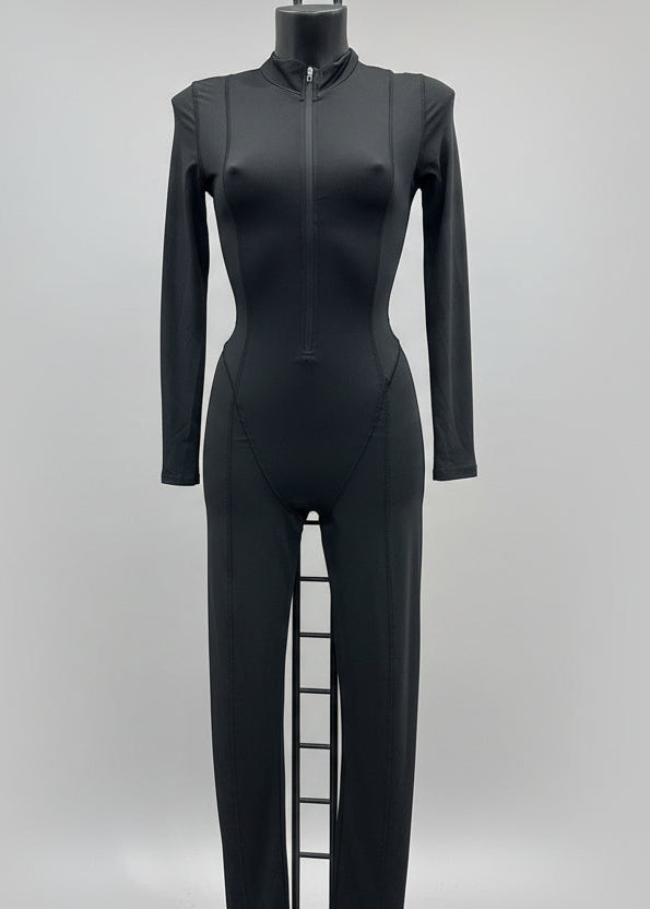 Tuta lungaJumpsuit Bodycon Total Black – Armatura di Classe