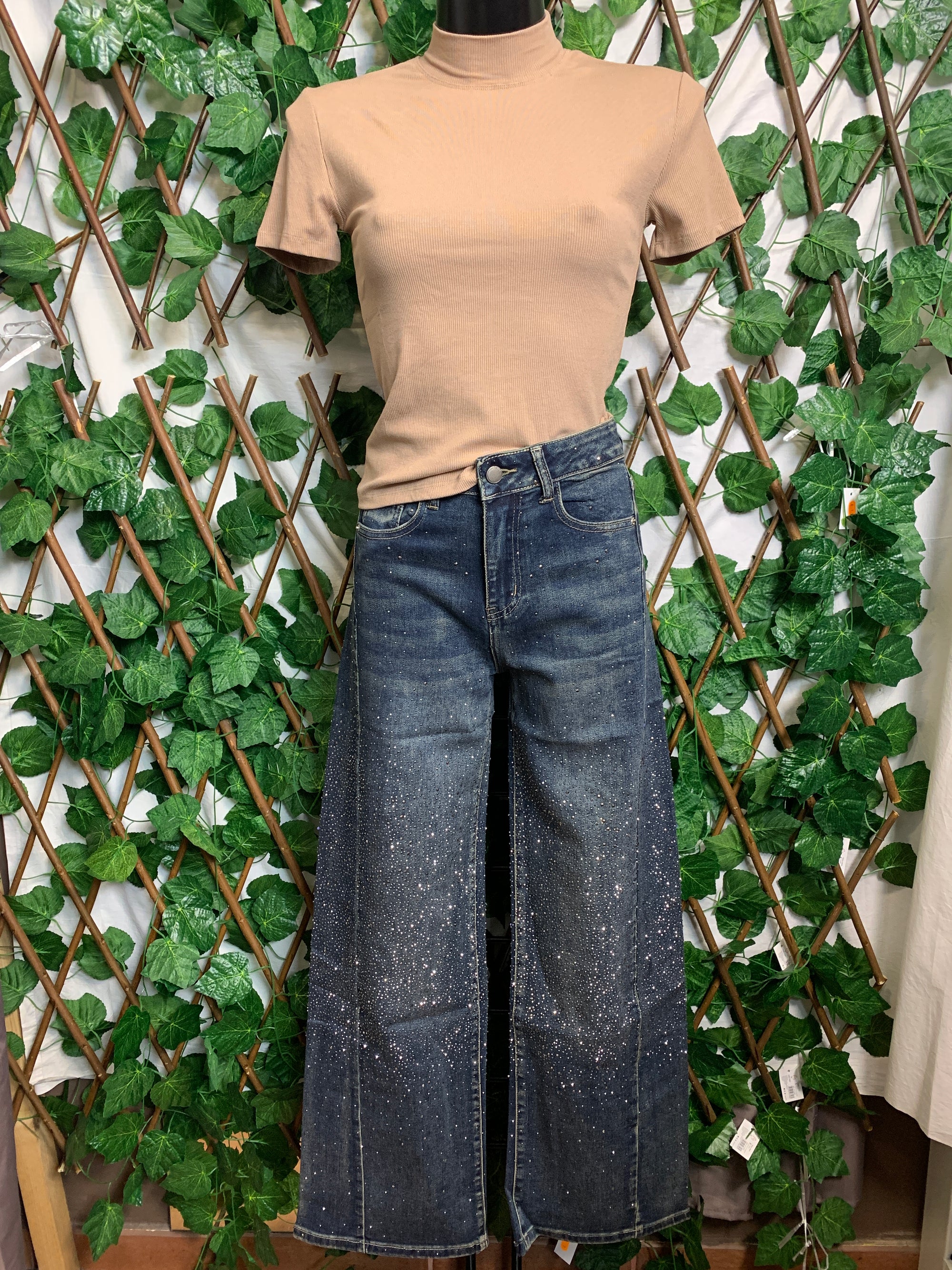 Jeans scuro con brillantini