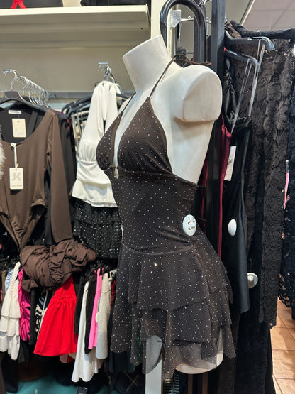 Mini-abito balze e scollo all'americana con punti luce – SOGNO DI MEZZANOTTE ✨🌙