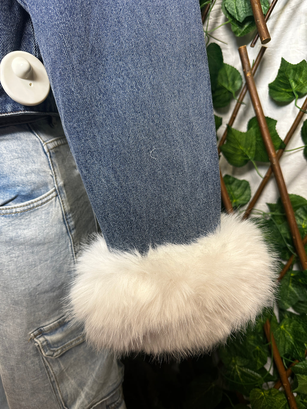 Giacca di jeans con pelliccia