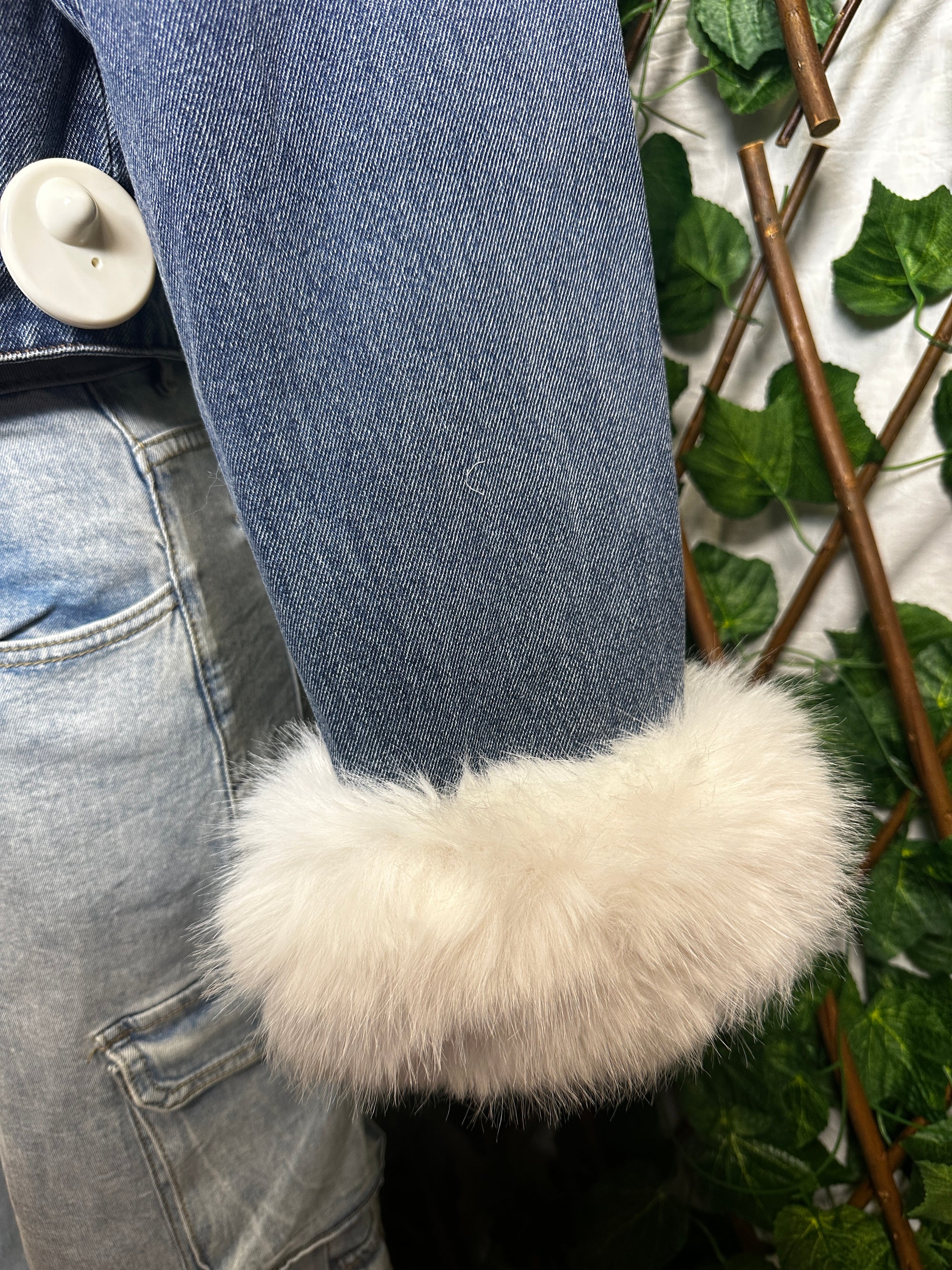 Giacca di jeans con pelliccia
