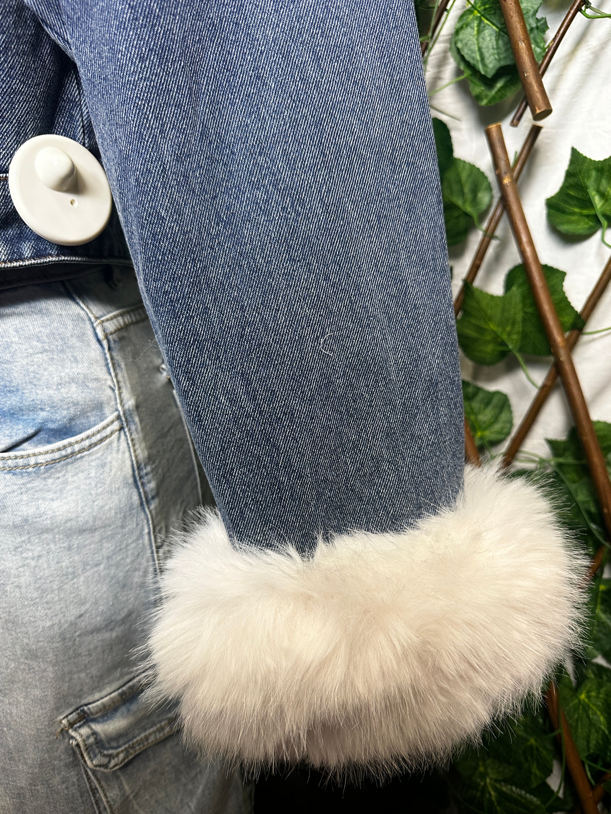 Giacca di jeans con pelliccia