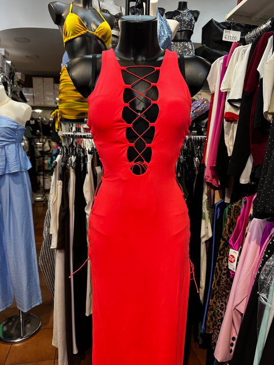 See-through fitted dress with laces to adjust the size | one size fits all