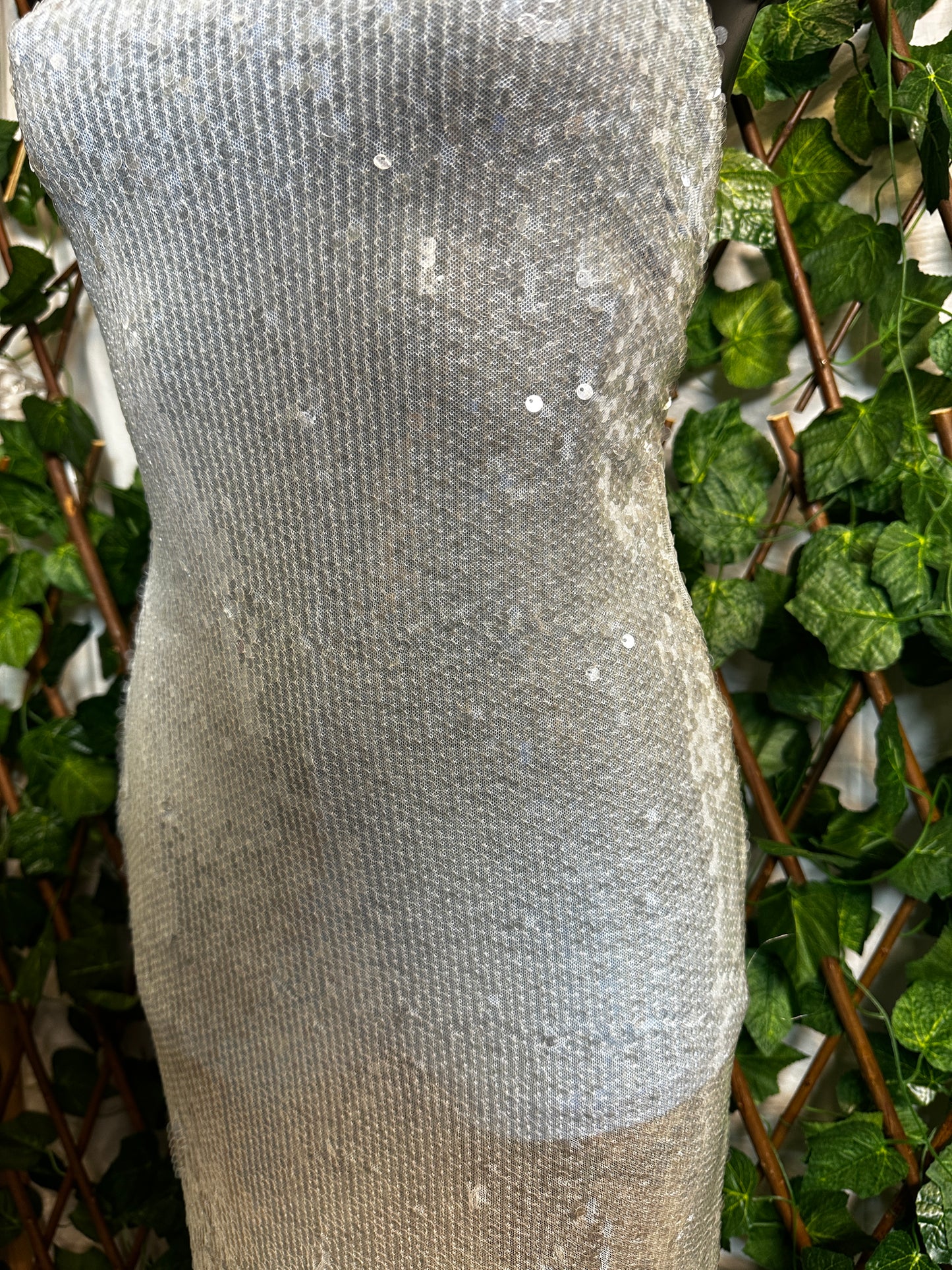 Vestito lungo in paillettes con la schiena scoperta | taglia unica