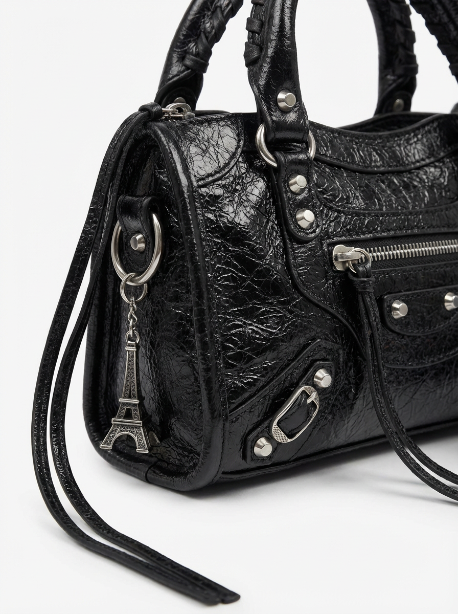 Borsa Rock Biker Ecopelle Nera – Tentazione Ribelle
