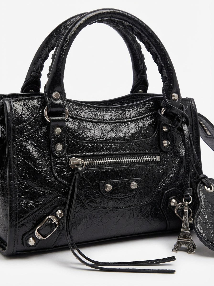 Borsa Rock Biker Ecopelle Nera – Tentazione Ribelle