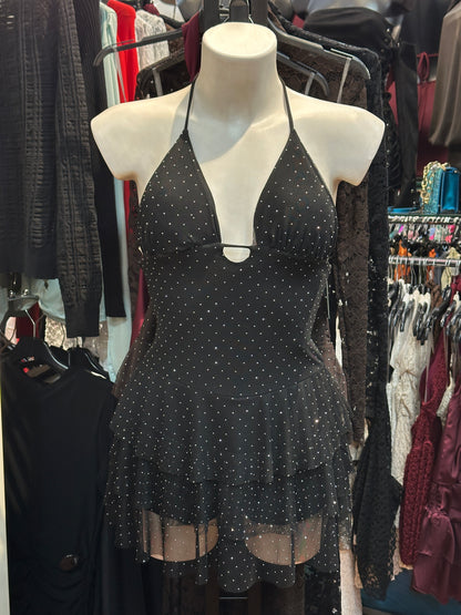 Mini-abito balze e scollo all'americana con punti luce – SOGNO DI MEZZANOTTE ✨🌙