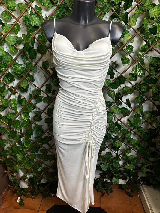 Vestito lungo con arricciatura a drappeggio