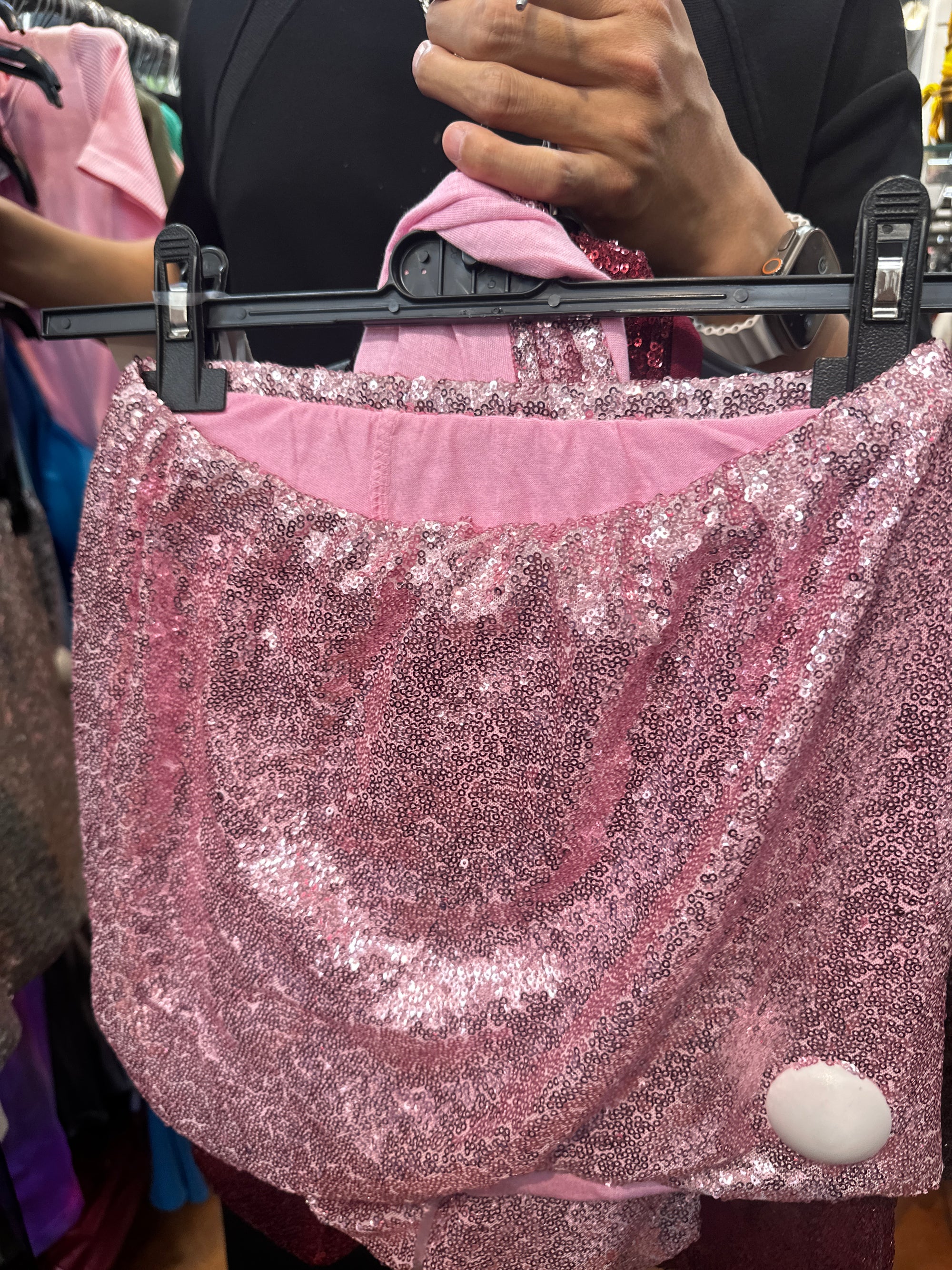 Completo in paillettes: top scollato e minigonna | taglia unica