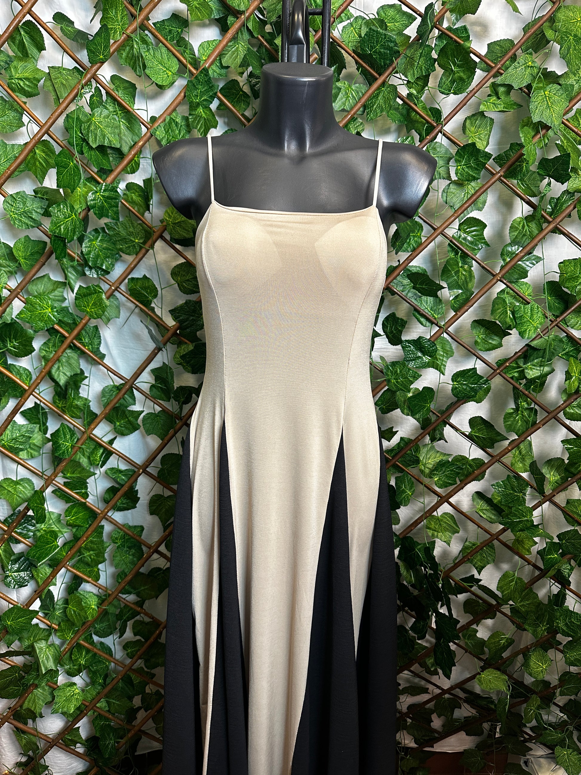 Vestito lungo elasticizzato a due colori - BERLY MODA 