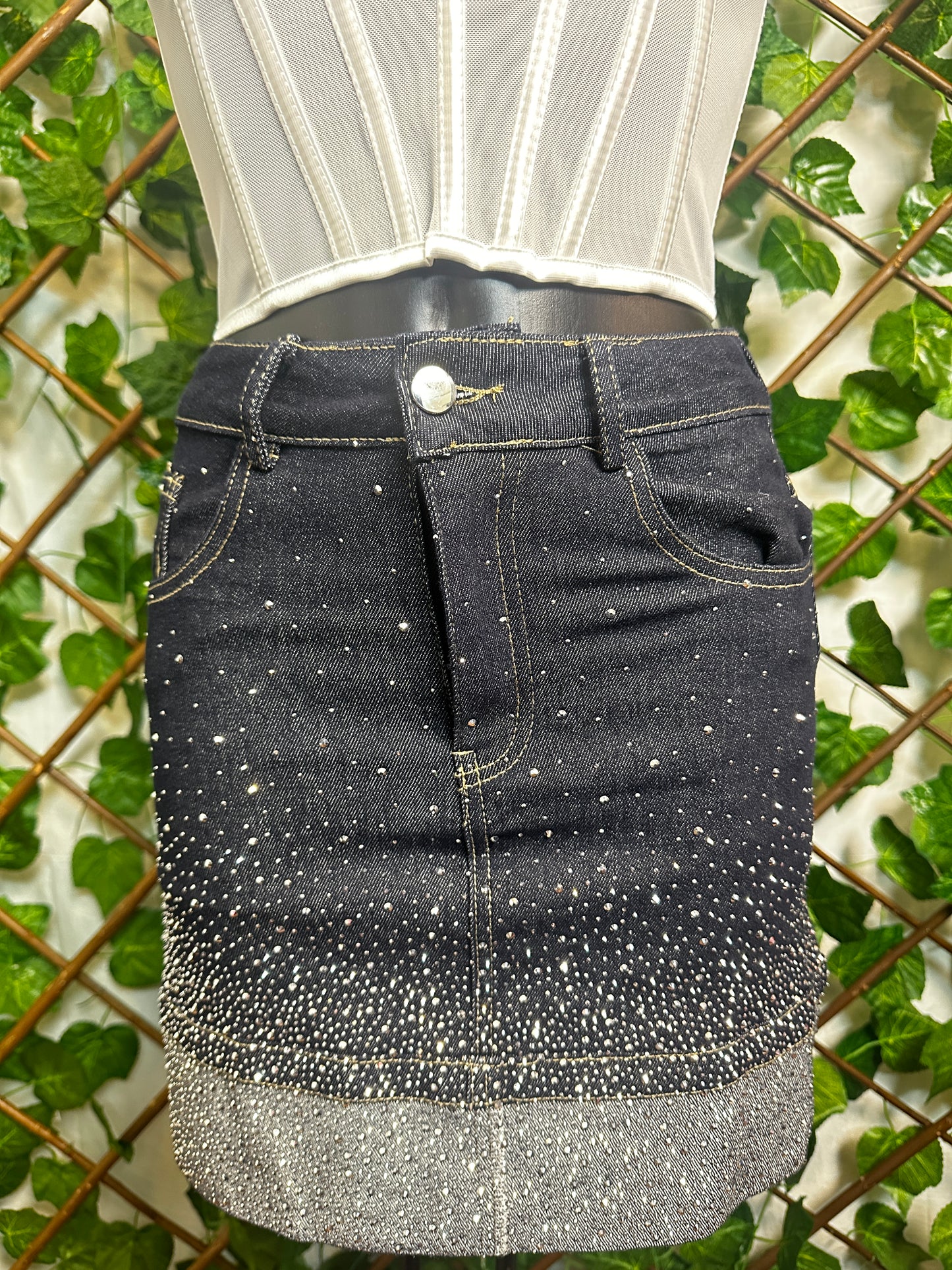 Gonna di jeans brillantinato