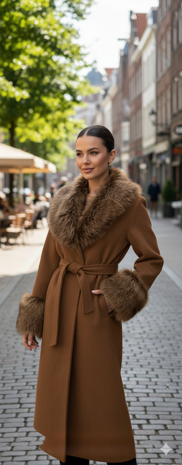 Cappotto lungo con pelliccia