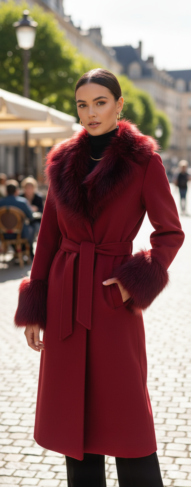 Cappotto lungo con pelliccia