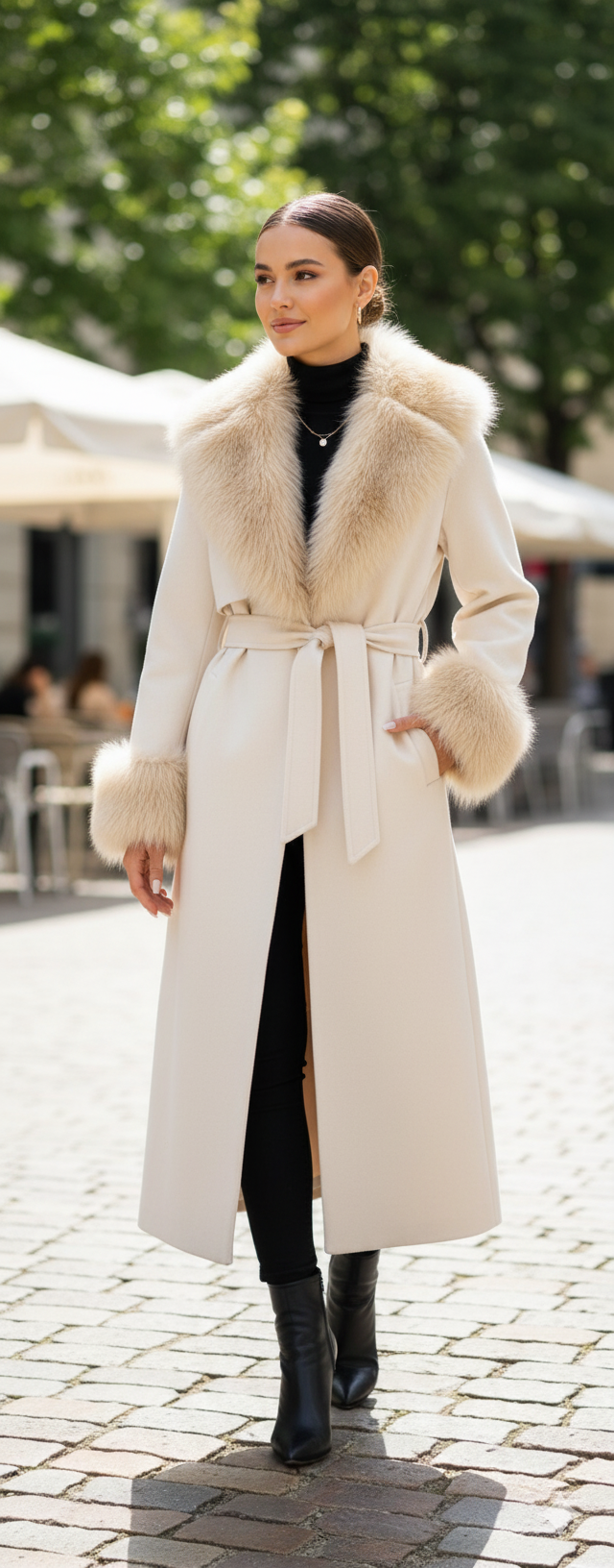 Cappotto lungo con pelliccia