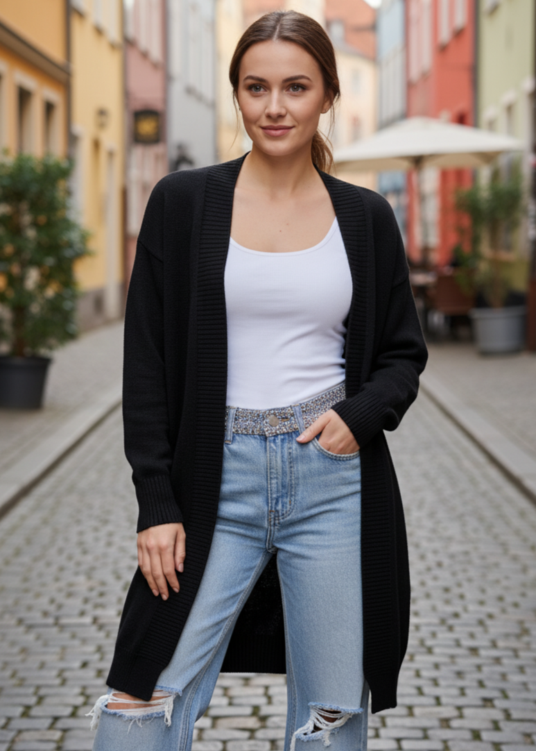 Cardigan lunga senza tasca