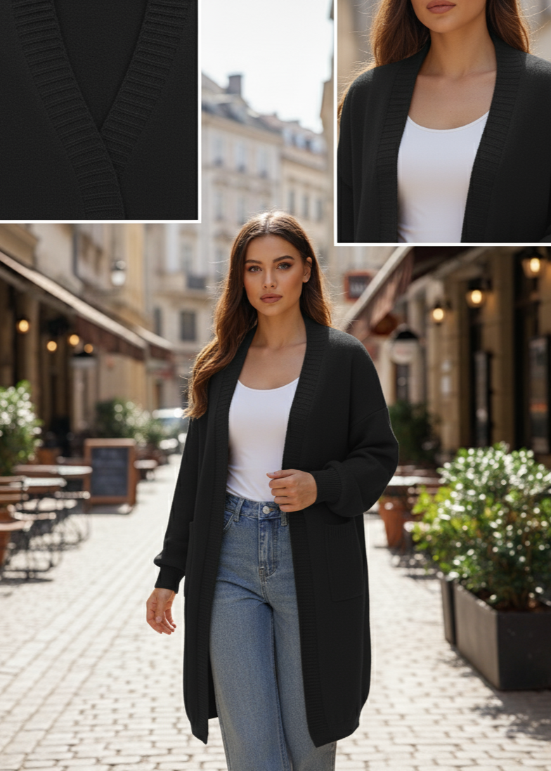 Cardigan lunga senza tasca