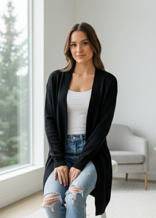 Cardigan lunga senza tasca