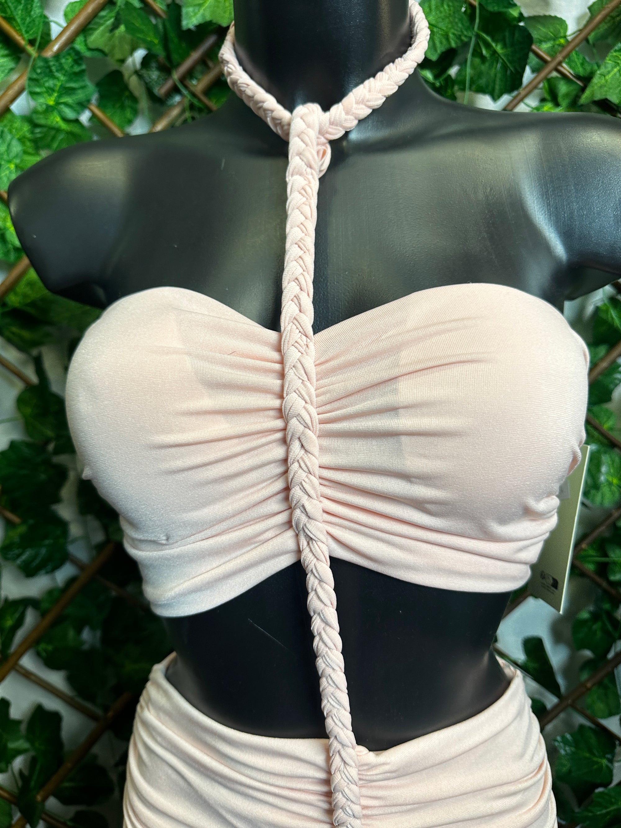 Vestito lungo con cut-out sulla vita con dettaglio corda e spacco