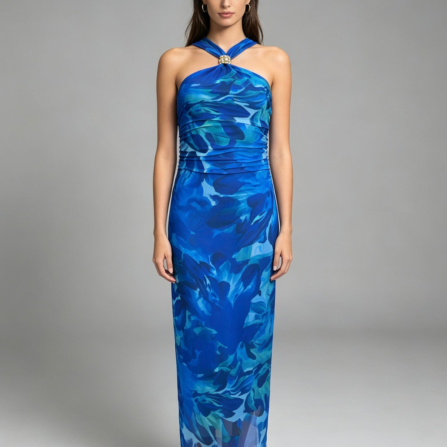 Vestito lungo con dettaglio oro - BERLY MODA 